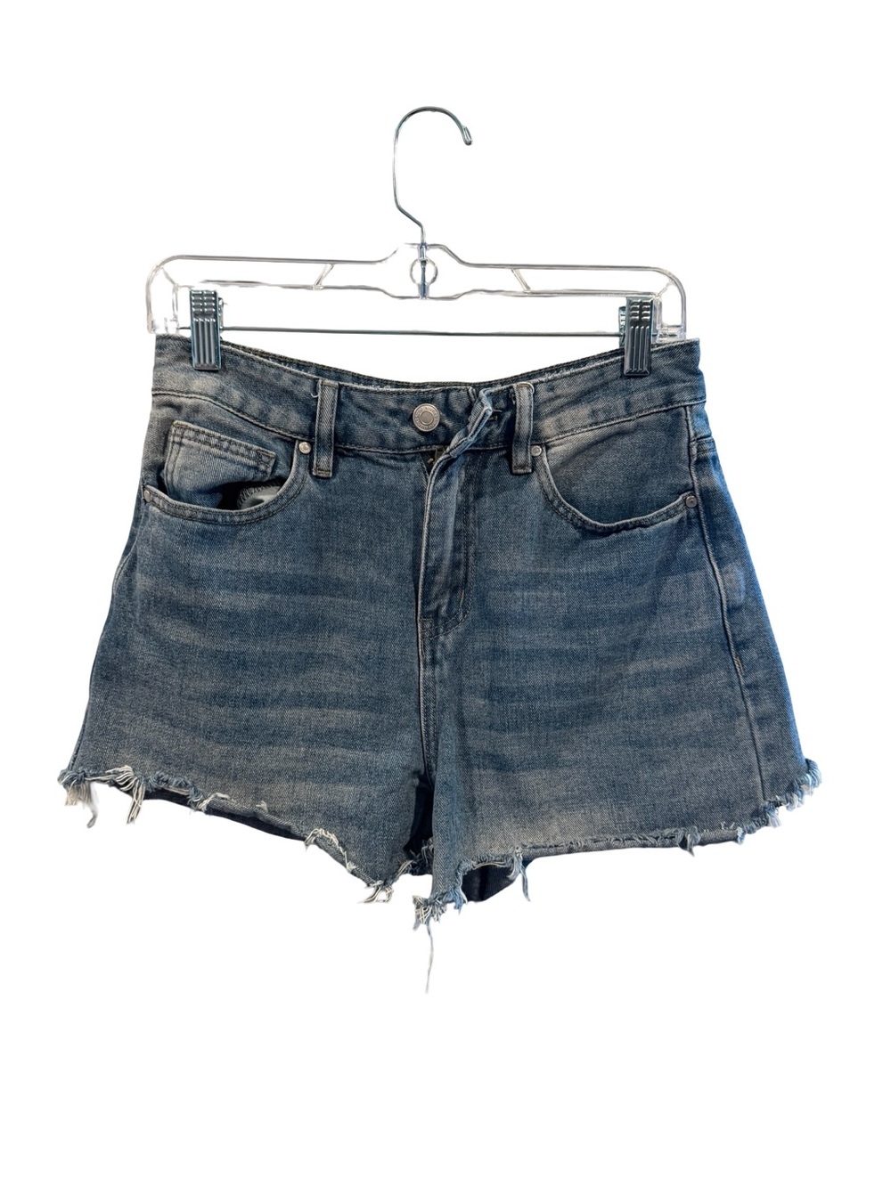 Reserved supply High-Rise Distressed Denim Shorts -